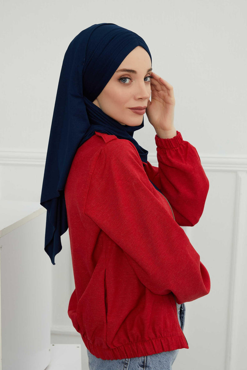 Jersey Shawl for Women Instant Cotton Head Wrap Shirred Scarf Turban,CPS-41