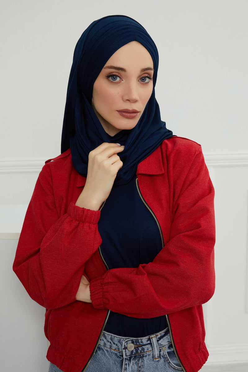 Jersey Shawl for Women Instant Cotton Head Wrap Shirred Scarf Turban,CPS-41