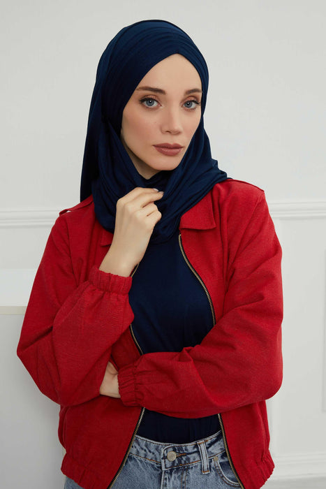 Jersey Shawl for Women Instant Cotton Head Wrap Shirred Scarf Turban,CPS-41