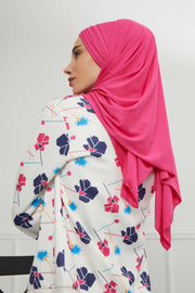 Jersey Shawl for Women Instant Cotton Head Wrap Shirred Scarf Turban,CPS-41 Fuchsia