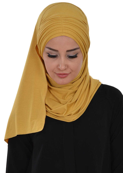Jersey Shawl for Women Instant Cotton Head Wrap Shirred Scarf Turban,CPS-41 Fuchsia