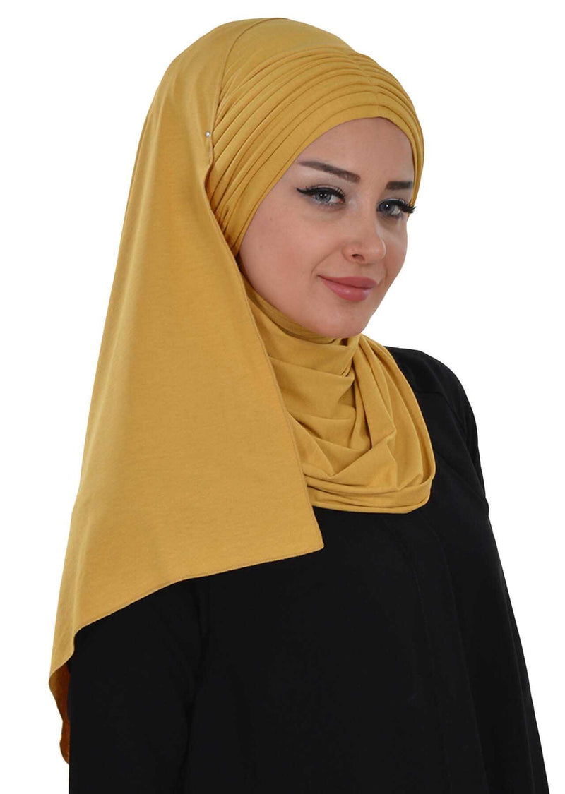 Jersey Shawl for Women Instant Cotton Head Wrap Shirred Scarf Turban,CPS-41 Fuchsia