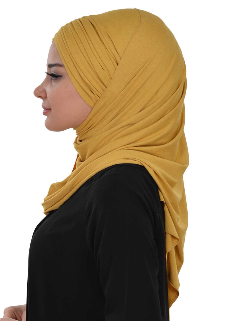 Jersey Shawl for Women Instant Cotton Head Wrap Shirred Scarf Turban,CPS-41 Fuchsia