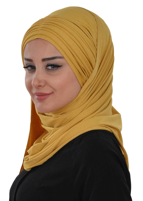 Jersey Shawl for Women Instant Cotton Head Wrap Shirred Scarf Turban,CPS-41