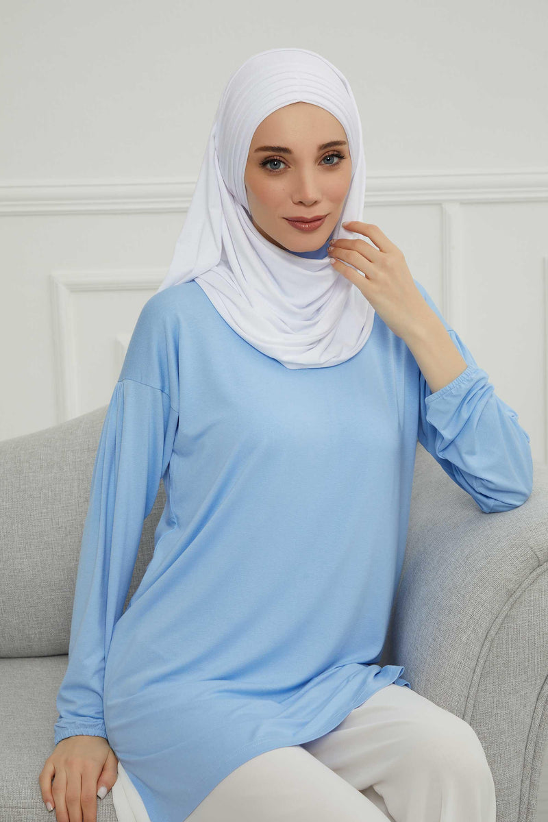 Jersey Shawl for Women Instant Cotton Head Wrap Shirred Scarf Turban,CPS-41 Fuchsia