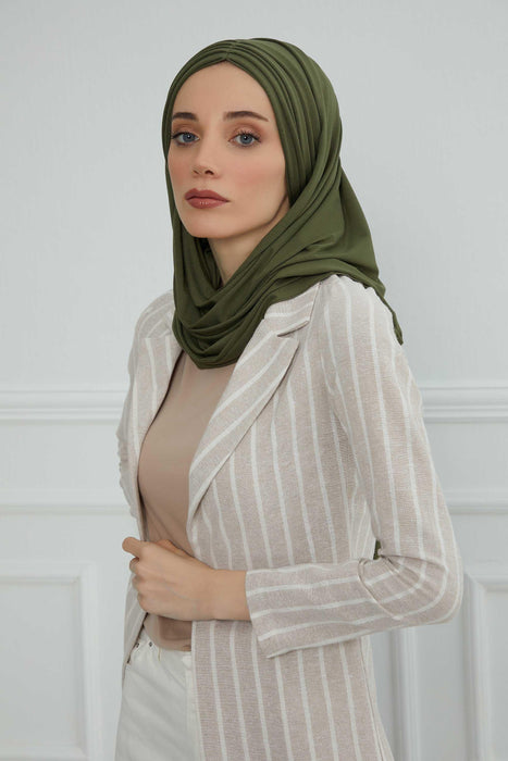 Jersey Shawl for Women Instant Cotton Head Wrap Shirred Scarf Turban,CPS-41