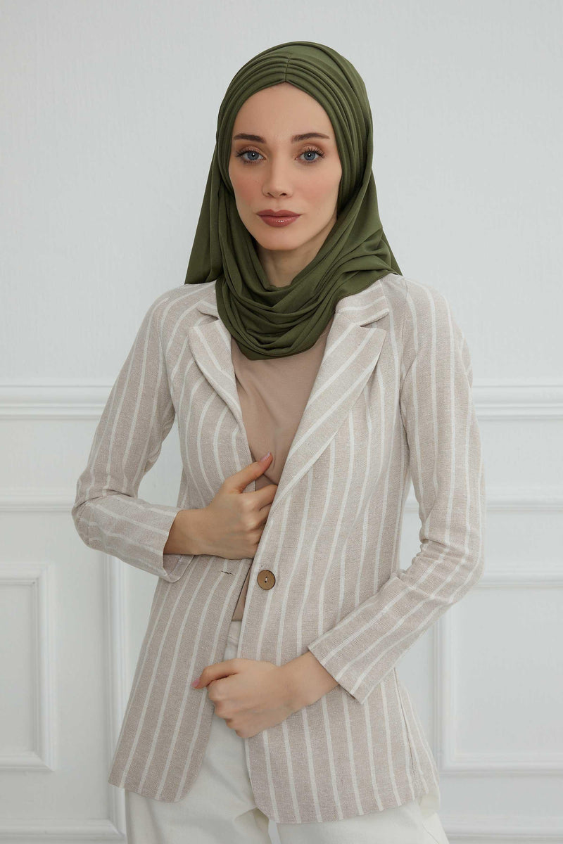 Jersey Shawl for Women Instant Cotton Head Wrap Shirred Scarf Turban,CPS-41 Fuchsia