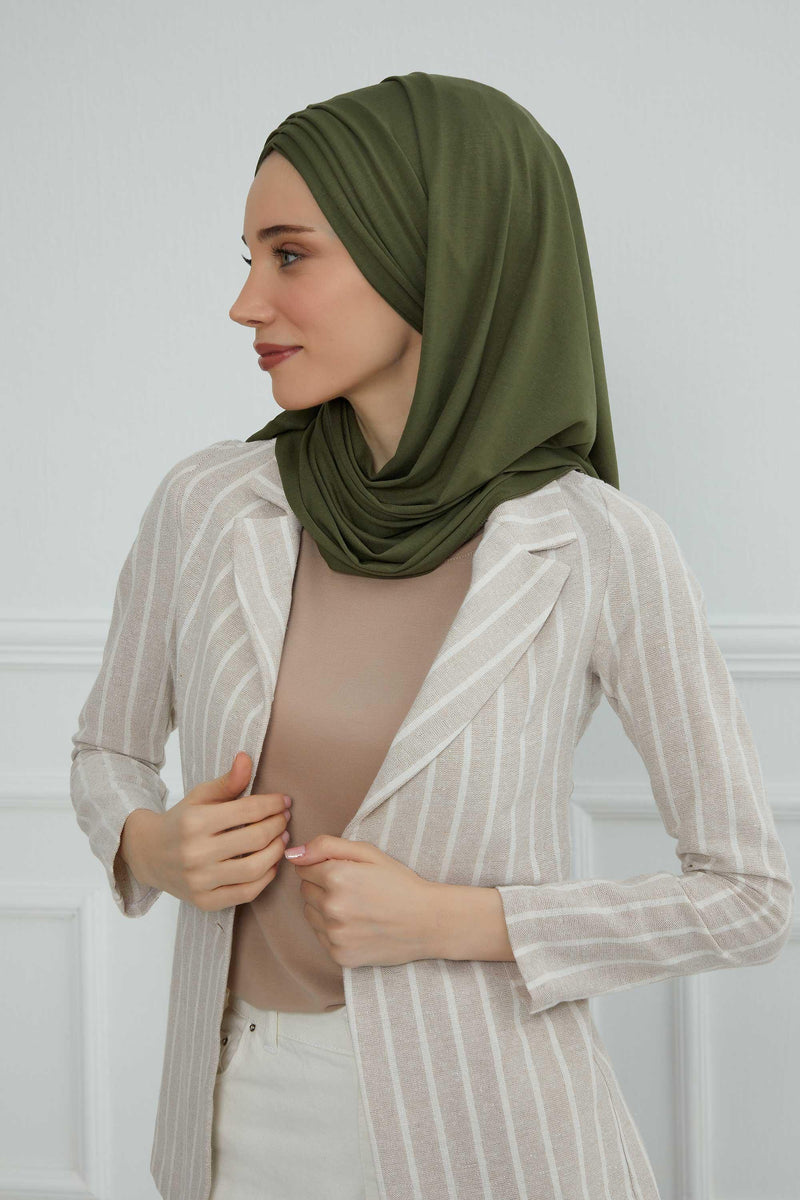 Jersey Shawl for Women Instant Cotton Head Wrap Shirred Scarf Turban,CPS-41 Fuchsia