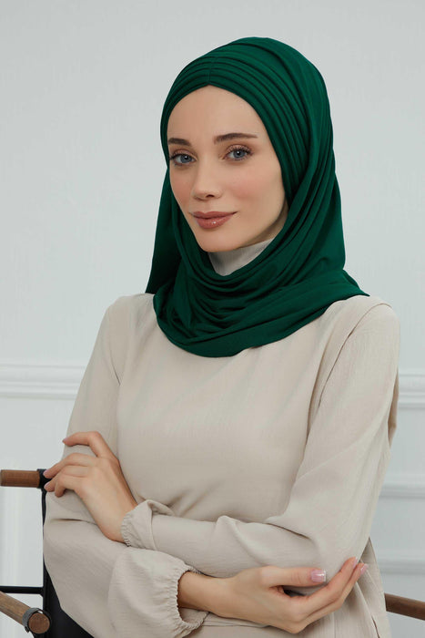 Jersey Shawl for Women Instant Cotton Head Wrap Shirred Scarf Turban,CPS-41 Fuchsia