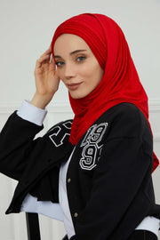 Jersey Shawl for Women Instant Cotton Head Wrap Shirred Scarf Turban,CPS-41 Fuchsia