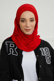 Jersey Shawl for Women Instant Cotton Head Wrap Shirred Scarf Turban,CPS-41 Fuchsia