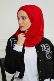 Jersey Shawl for Women Instant Cotton Head Wrap Shirred Scarf Turban,CPS-41 Fuchsia