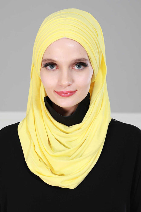 Jersey Shawl for Women Instant Cotton Head Wrap Shirred Scarf Turban,CPS-41 Fuchsia