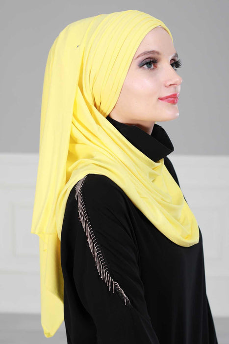 Jersey Shawl for Women Instant Cotton Head Wrap Shirred Scarf Turban,CPS-41