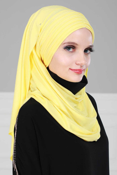 Jersey Shawl for Women Instant Cotton Head Wrap Shirred Scarf Turban,CPS-41 Fuchsia