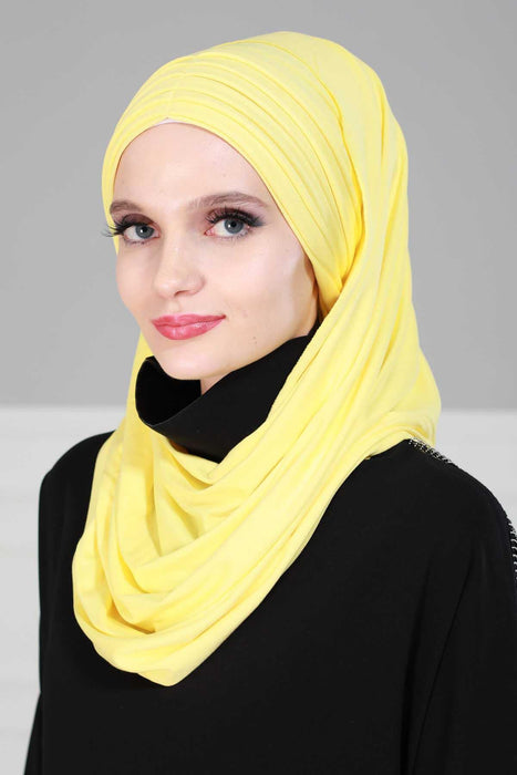 Jersey Shawl for Women Instant Cotton Head Wrap Shirred Scarf Turban,CPS-41 Fuchsia