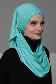 Jersey Shawl for Women Instant Cotton Head Wrap Shirred Scarf Turban,CPS-41 Fuchsia