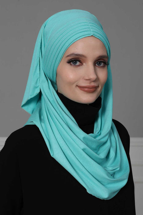 Jersey Shawl for Women Instant Cotton Head Wrap Shirred Scarf Turban,CPS-41 Fuchsia