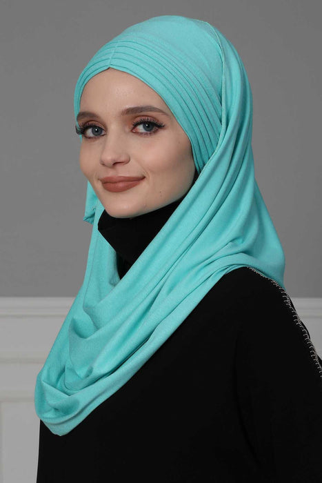 Jersey Shawl for Women Instant Cotton Head Wrap Shirred Scarf Turban,CPS-41