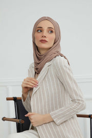 Jersey Shawl for Women Instant Cotton Head Wrap Shirred Scarf Turban,CPS-41 Mink