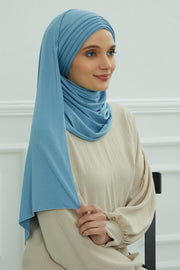 Jersey Shawl for Women Instant Cotton Head Wrap Shirred Scarf Turban,CPS-41 Mink