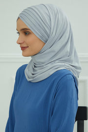 Jersey Shawl for Women Instant Cotton Head Wrap Shirred Scarf Turban,CPS-41 Mink