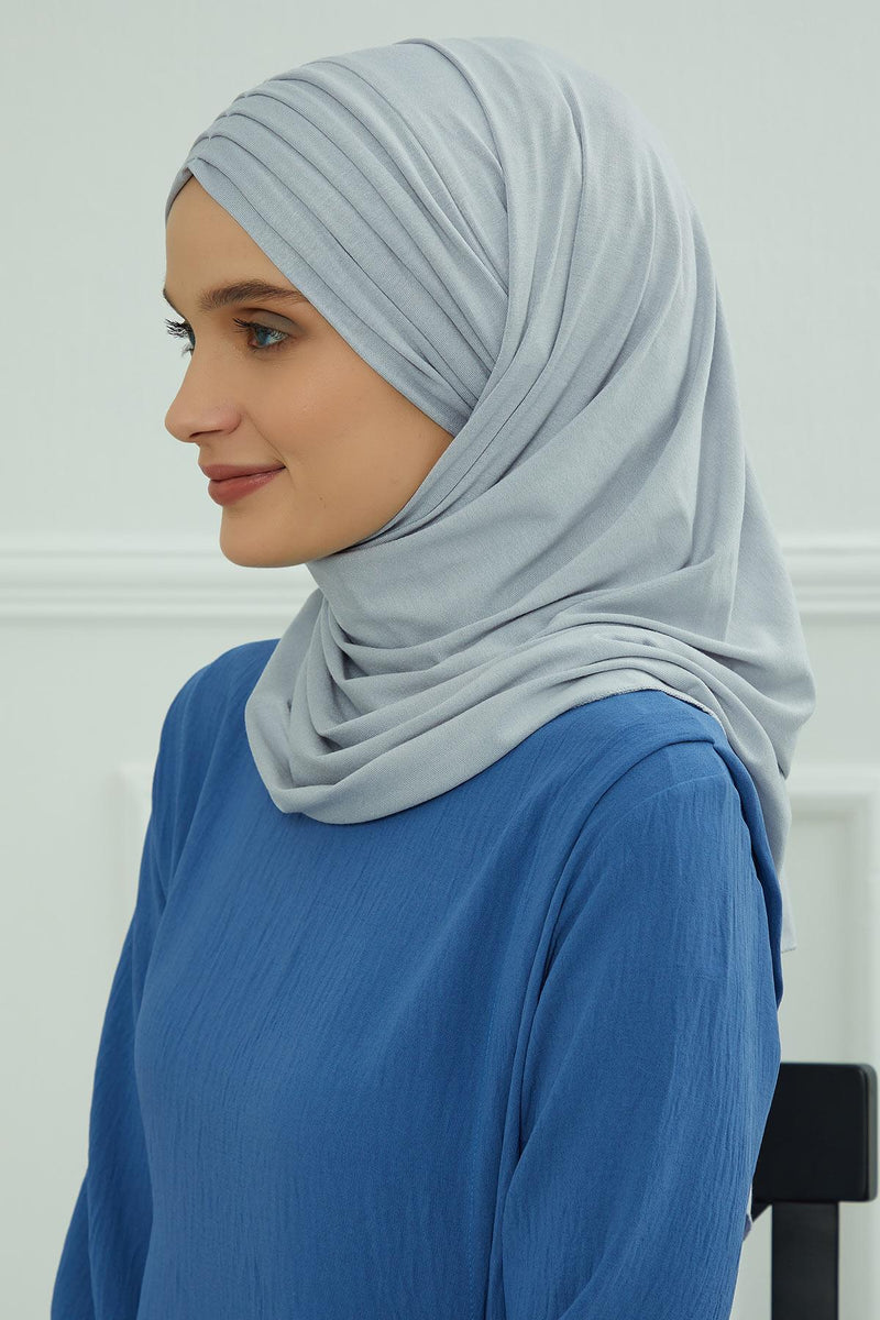 Jersey Shawl for Women Instant Cotton Head Wrap Shirred Scarf Turban,CPS-41 Mink