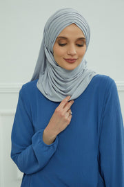 Jersey Shawl for Women Instant Cotton Head Wrap Shirred Scarf Turban,CPS-41 Mink