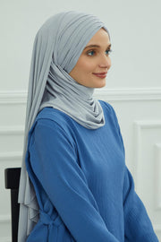 Jersey Shawl for Women Instant Cotton Head Wrap Shirred Scarf Turban,CPS-41 Mink