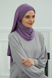 Jersey Shawl for Women Instant Cotton Head Wrap Shirred Scarf Turban,CPS-41 Mink