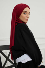 Jersey Shawl for Women Instant Cotton Head Wrap Shirred Scarf Turban,CPS-41 Sand Brown