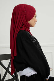 Jersey Shawl for Women Instant Cotton Head Wrap Shirred Scarf Turban,CPS-41 Sand Brown