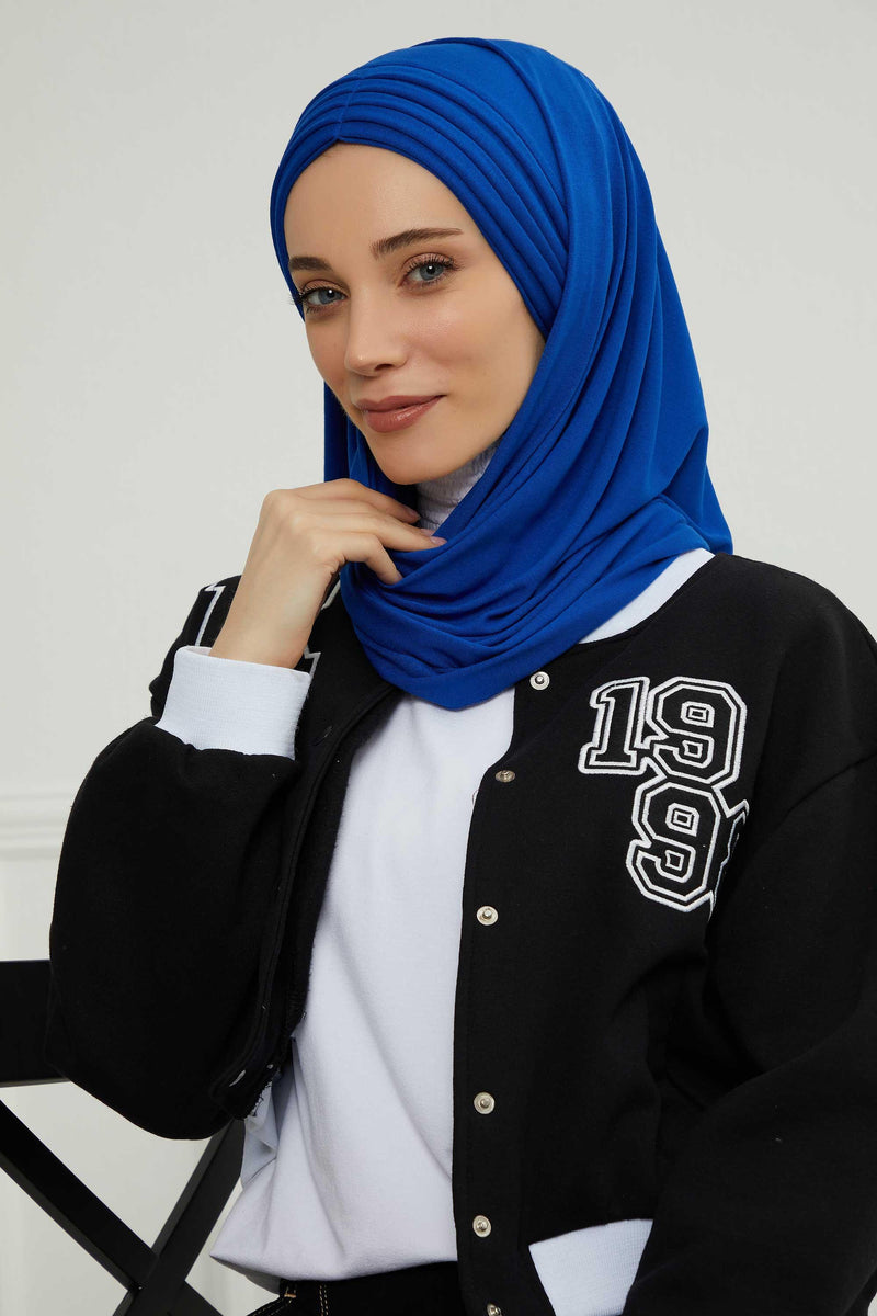 Jersey Shawl for Women Instant Cotton Head Wrap Shirred Scarf Turban,CPS-41 Sand Brown