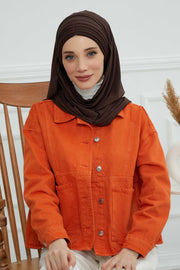 Jersey Shawl for Women Instant Cotton Head Wrap Shirred Scarf Turban,CPS-41 Sand Brown