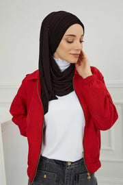 Jersey Shawl for Women Instant Cotton Head Wrap Shirred Scarf Turban,CPS-41 Black