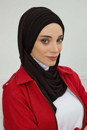 Jersey Shawl for Women Instant Cotton Head Wrap Shirred Scarf Turban,CPS-41 Black