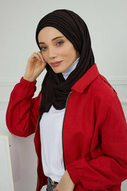 Jersey Shawl for Women Instant Cotton Head Wrap Shirred Scarf Turban,CPS-41 Black