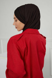 Jersey Shawl for Women Instant Cotton Head Wrap Shirred Scarf Turban,CPS-41 Black