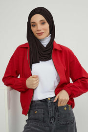 Jersey Shawl for Women Instant Cotton Head Wrap Shirred Scarf Turban,CPS-41 Black