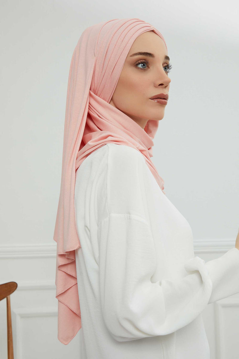 Jersey Shawl for Women Instant Cotton Head Wrap Shirred Scarf Turban,CPS-41 Black