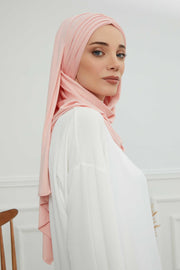 Jersey Shawl for Women Instant Cotton Head Wrap Shirred Scarf Turban,CPS-41 Black