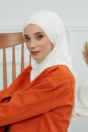 Jersey Shawl for Women Instant Cotton Head Wrap Shirred Scarf Turban,CPS-41 Black