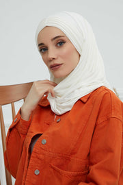 Jersey Shawl for Women Instant Cotton Head Wrap Shirred Scarf Turban,CPS-41 Black