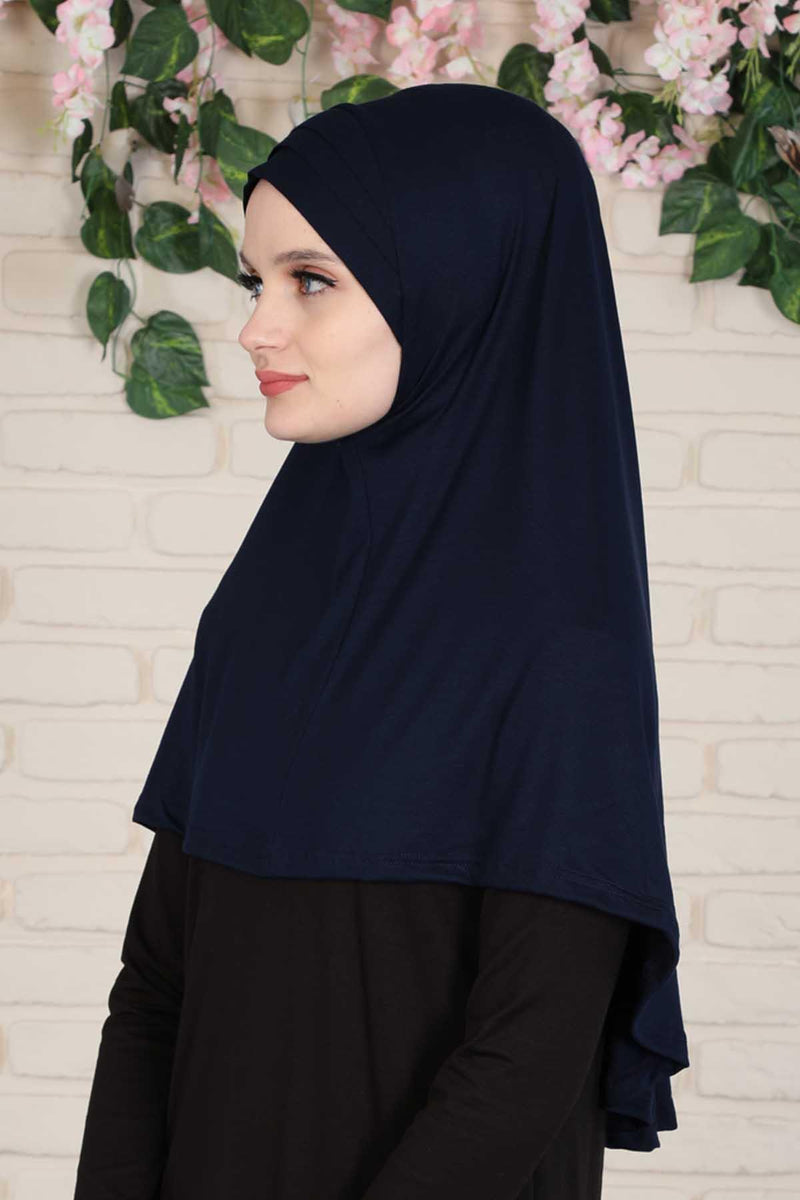 Jersey Shawl Instant Combed Coton Shawl Head Wrap Instant Modesty Turban Cap Scarf Ready to Wear Hijab,PS-43 Navy Blue