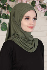 Jersey Shawl Instant Combed Coton Shawl Head Wrap Instant Modesty Turban Cap Scarf Ready to Wear Hijab,PS-43 Army Green