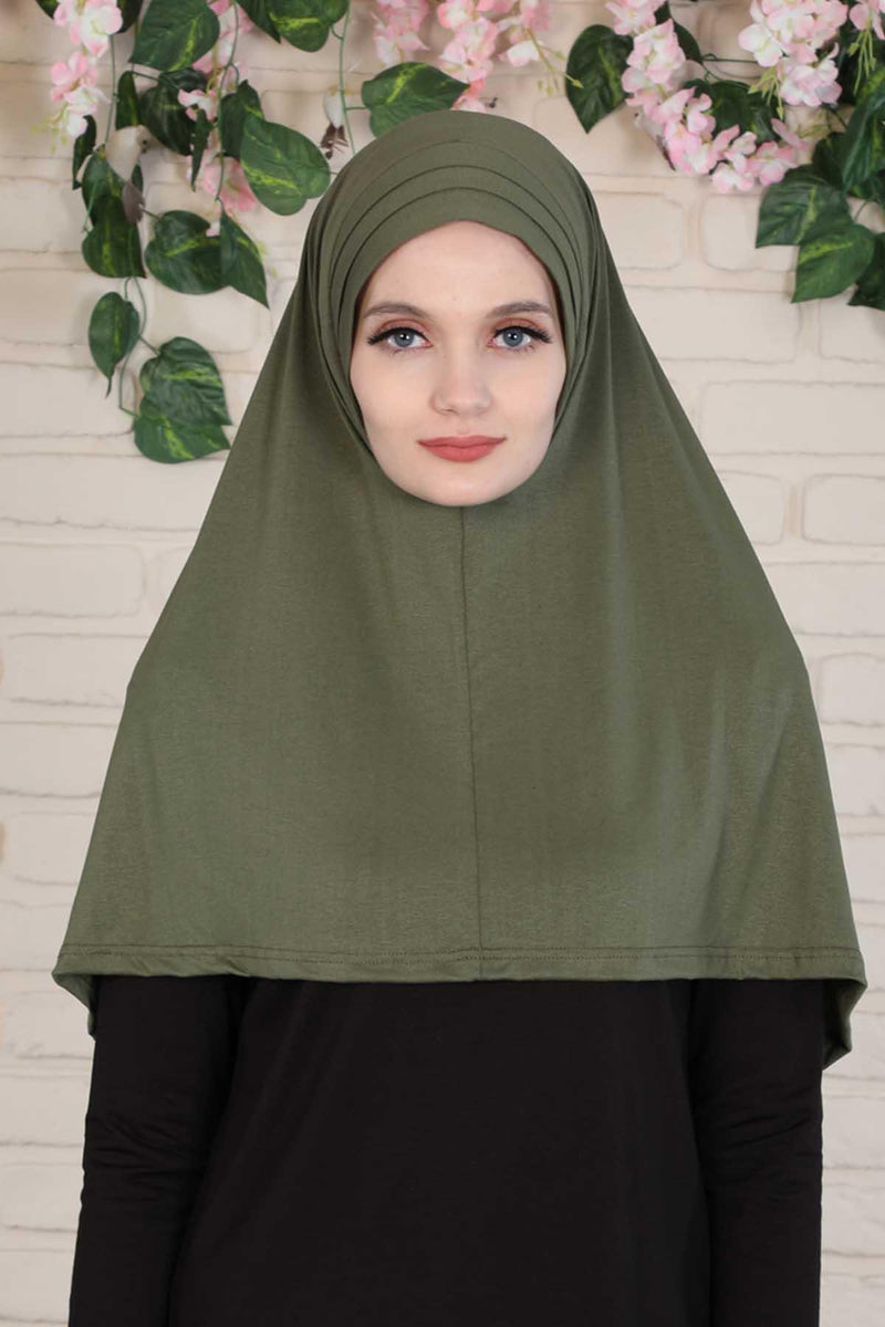 Jersey Shawl Instant Combed Coton Shawl Head Wrap Instant Modesty Turban Cap Scarf Ready to Wear Hijab,PS-43 Army Green