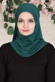 Jersey Shawl Instant Combed Coton Shawl Head Wrap Instant Modesty Turban Cap Scarf Ready to Wear Hijab,PS-43 Green