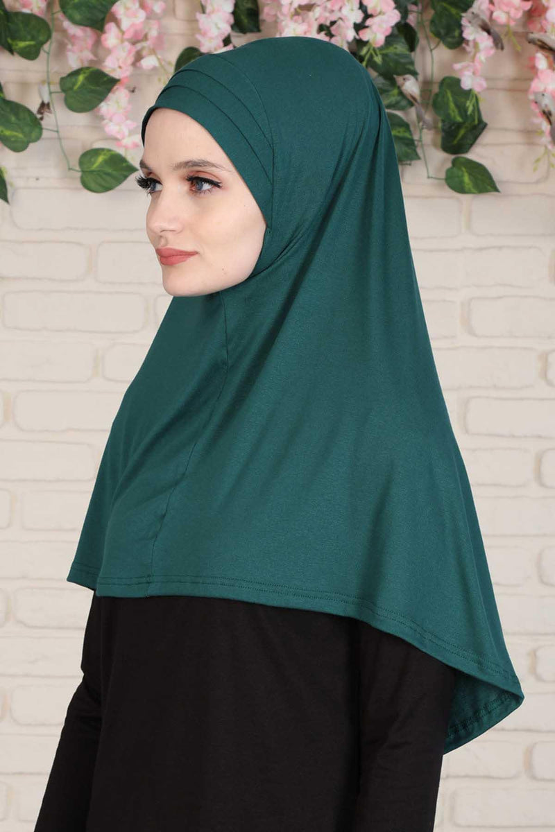 Jersey Shawl Instant Combed Coton Shawl Head Wrap Instant Modesty Turban Cap Scarf Ready to Wear Hijab,PS-43 Green