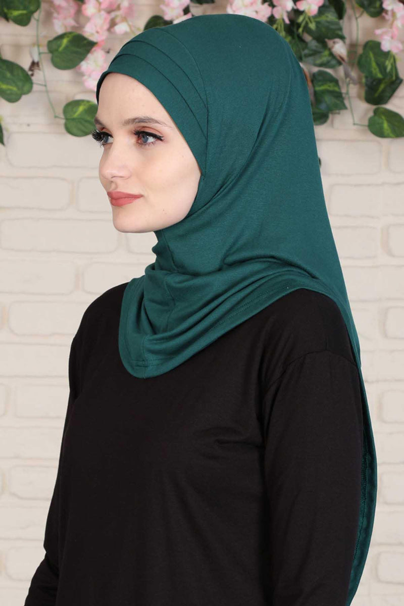 Jersey Shawl Instant Combed Coton Shawl Head Wrap Instant Modesty Turban Cap Scarf Ready to Wear Hijab,PS-43 Green