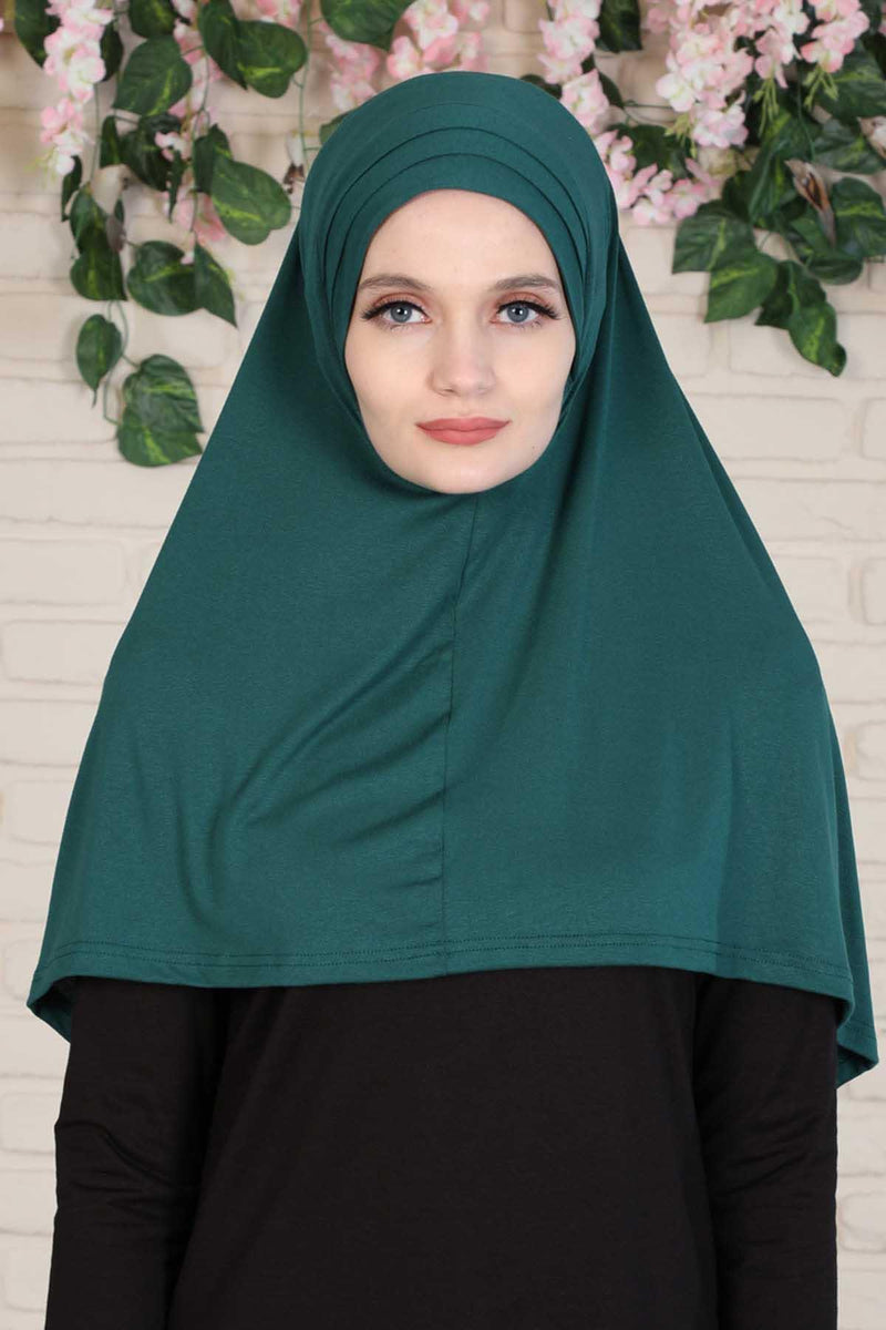 Jersey Shawl Instant Combed Coton Shawl Head Wrap Instant Modesty Turban Cap Scarf Ready to Wear Hijab,PS-43 Green
